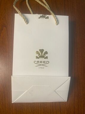 Creed White Gift Bag with Gold Logo and Rope Handles